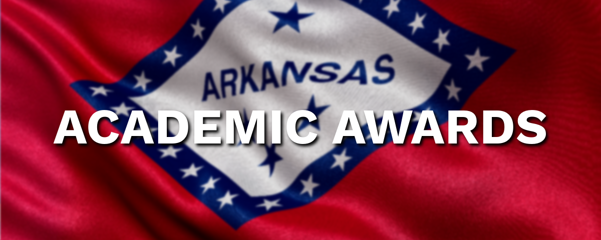 academic awards over state of arkansas flag background